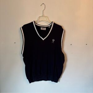 Slazenger Men's V-Neck Sweater Vest - Black with White Trim